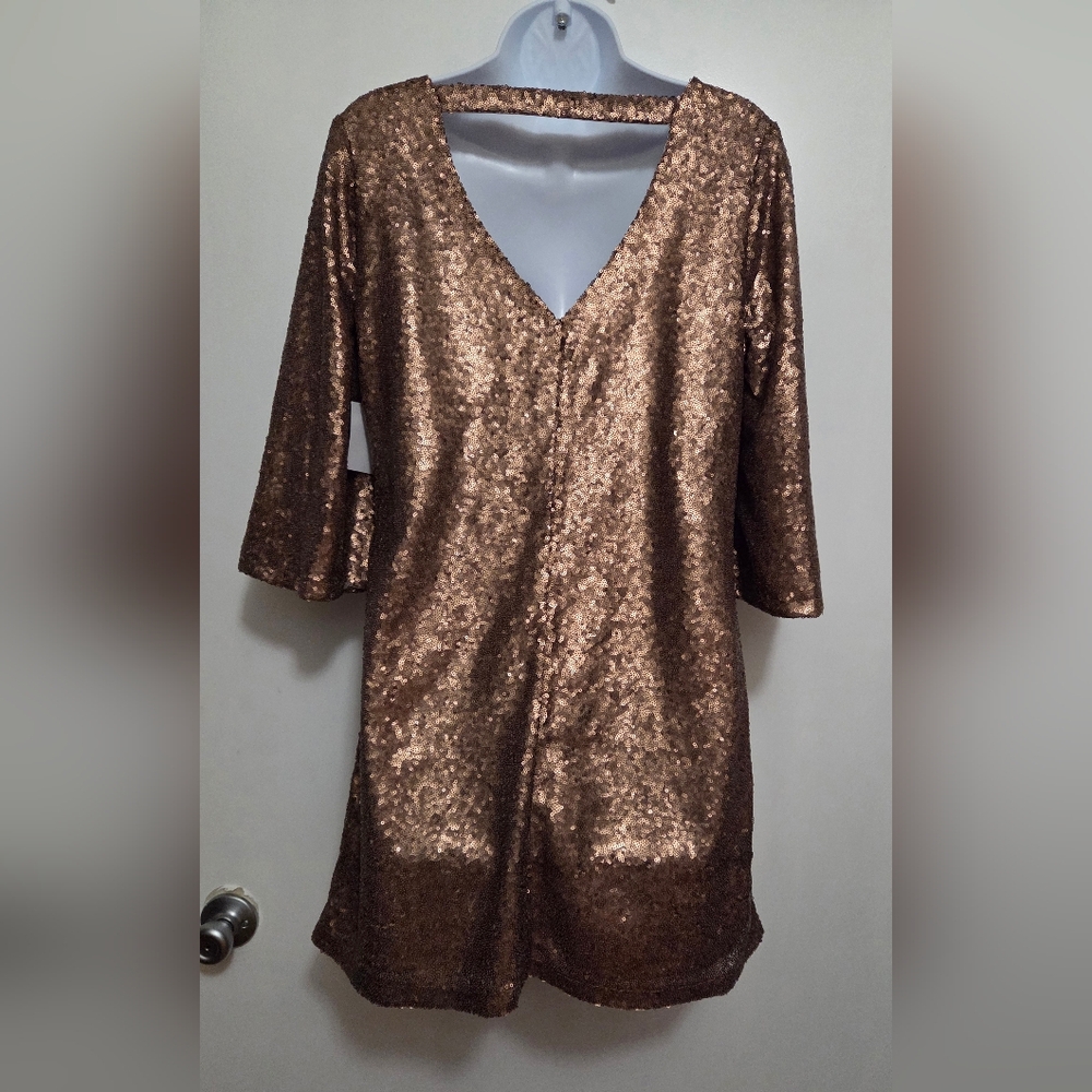 Justfab Gold Sequin Tunic Dress Small NWT - Picture 3 of 11